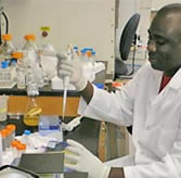 user with microscope